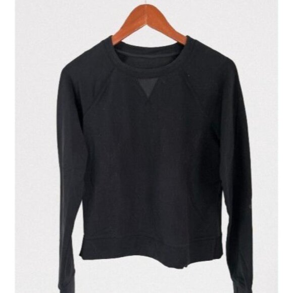 Lululemon Black Long-Sleeve Crewneck Sweatshirt With Raglan Sleeves Sz 4/Small - Picture 2 of 5